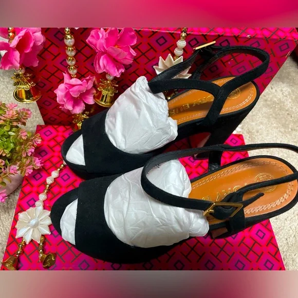 👠Tory Burch 115mm sandal, Black/suede, 6M